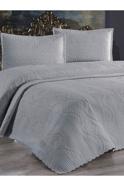 DENBU TEKSTİL Denbu Textile - Ultrasonic Quilted, Double Gray Bedspread