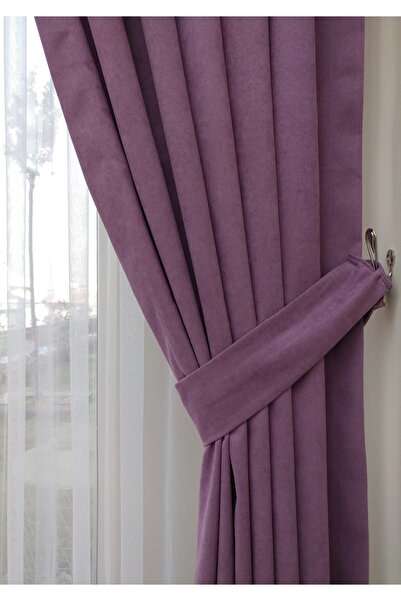 Evdepo Home Cortina texturată în formă de fagure, purpuriu, culoare uni, 1/3 ...