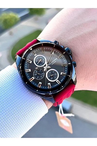 Lee Cooper 5 Atm Water Resistant Men's Silicone Watchband - Interior Functions Active ELC07881.668