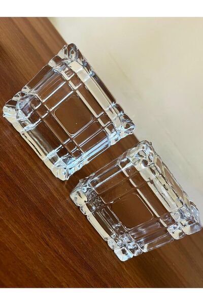DİBA AVM Γυάλινο Κρυστάλλινο Τετράγωνο Τασάκι με Κουτί 2 τεμάχια 10x10