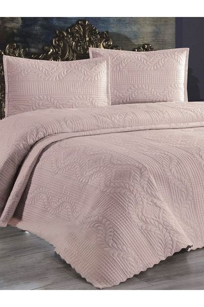 DENBU TEKSTİL Denbu Textile - Ultrasonic Quilted Sena Double Bedspread, Powder