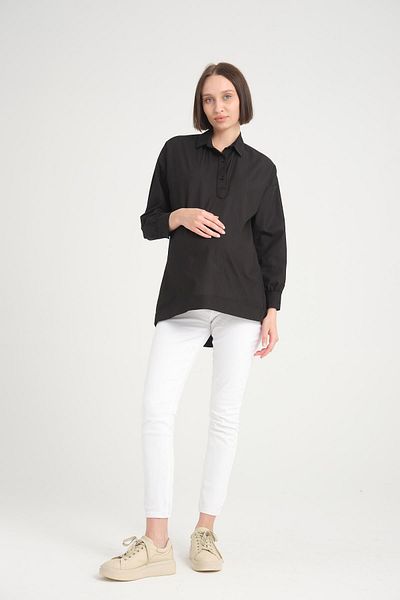 Işşıl IŞIL B113 - Maternity Tunic, Cotton Shirt with Half Placket and Nursing Detail
