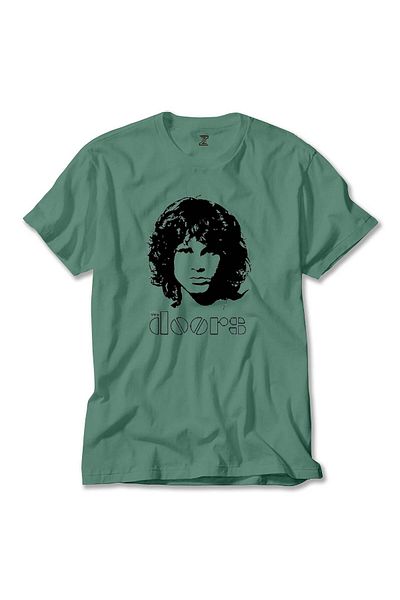 Z zepplin Jim Morrison Green T-Shirt - Σχέδιο σιλουέτας The Doors