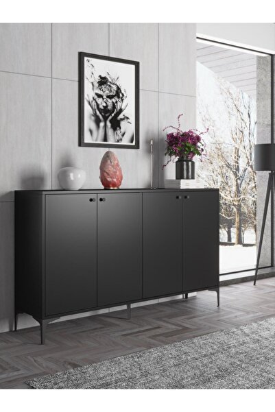 Wood'n Love Hestia Premium 4 Kapaklı Metal Ayaklı 160 Cm Çok Amaçlı Dolap Kon...