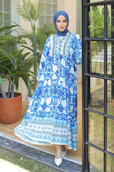 InStyle Rochie lejeră albastră marmorată din viscoză