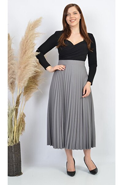 SORALLİNE Women's Plisoley Skirt 781 Gray
