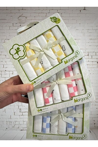 Biorganic 6 Lı Pamuk 3 Renk Ağız Mendili