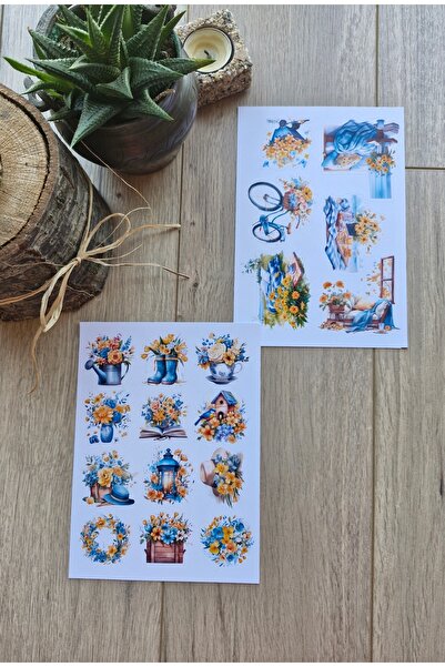 Mona Craftist 2 ورقة - مجموعة ملصقات كلاسيكية مكونة من 18 قطعة باللون الأزرق ...