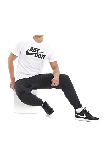 Nike Erkek Spor Giyim Tişörtü Just Do It Swoosh Beyaz DX1989-100