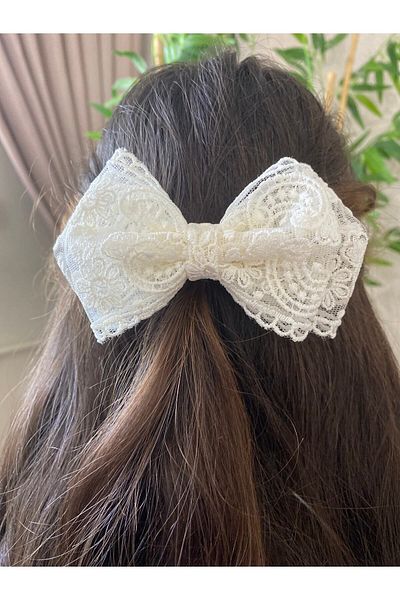 UniqueHandMade مشبك دانتيل رومانسي مصنوع يدويًا، مشبك دانتيل بفيونكة إكرو بتصميم خاص، مشبك 23 أبريل