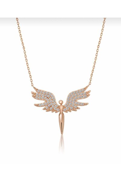 LEON SİLVER Zirkon Taşlı Melek Kanadı Detaylı Kadın Kolye