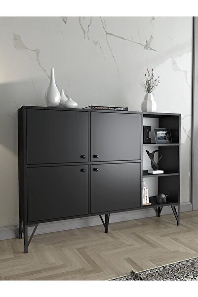 Wood'n Love Zeta 140 Cm Metal Ayaklı Konsol - Siyah / Siyah