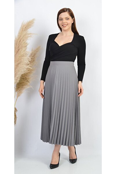 SORALLİNE Women's Plisoley Skirt 781 Gray