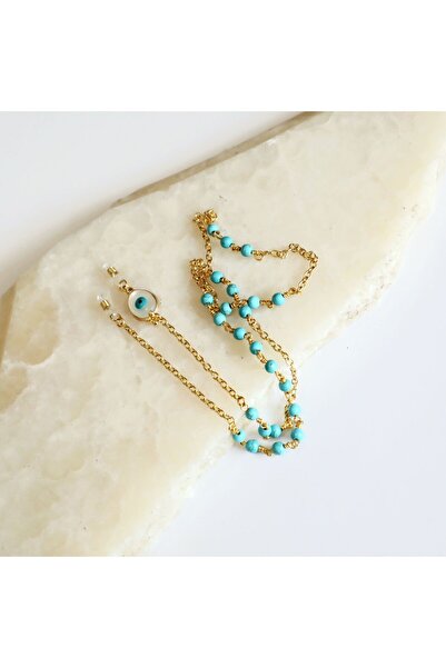 Rüveyda Ahkemoğlu Turkuaz Doğaltaşlı Nazar Gözlük Zinciri