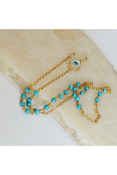 Rüveyda Ahkemoğlu Turkuaz Doğaltaşlı Nazar Gözlük Zinciri