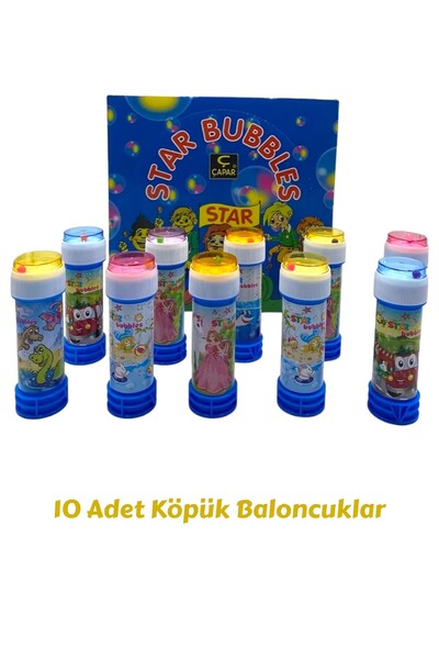YILDIRIM OYUNCAK 10 Adet Star Üflemeli Köpük Baloncuk Sevimli Karakterler Oyu...