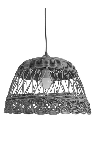 Turkish Belkıs Rattan Rattan Bambu Hasır Sarkıt Gri Antrasit Avize 35 Cm