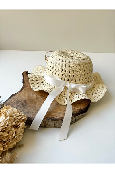 Miniminiksdesing Children's Straw Hat with Flower Accessories