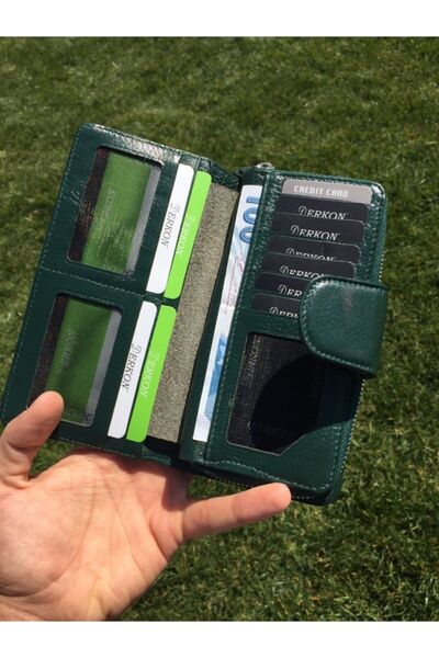 DERKON Flower of Life Printed Genuine Leather Women's Wallet