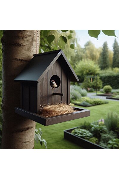 MDİZMİR Kuş Yuvası Bahçe Tipi Çatılı Kuş Evi MDizmir Özel Tasarım Kuş Evi / Y...