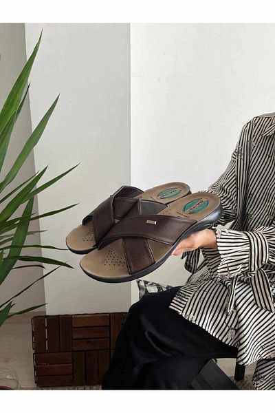 Behtah Kundura Ανδρικές μαύρες παντόφλες με τακούνι ορθοπεδικό τζελ - Μεγάλο μέγεθος 45 46 47