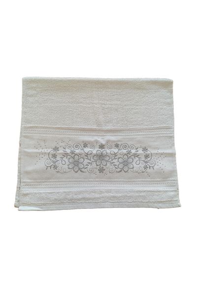 SELETTI 50x90 cm 100% Cotton - 2-Piece Embroidered Hand Face Towel - Gold and Silver