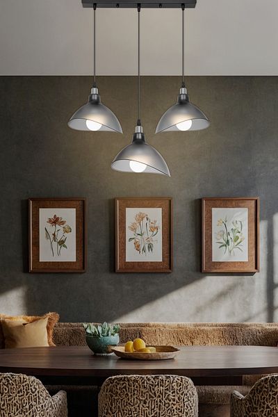 AG LightDesign Smoked Pendant Chandelier - Set of 3 Lamps Row Kitchen, Living Room, Cafe, Bedroom and Hallway