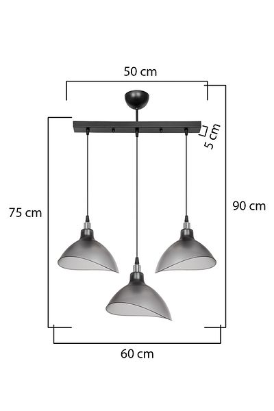 AG LightDesign Smoked Pendant Chandelier - Set of 3 Lamps Row Kitchen, Living Room, Cafe, Bedroom and Hallway