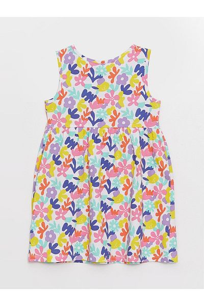 LC Waikiki Patterned Crew Neck Baby Girl Dress