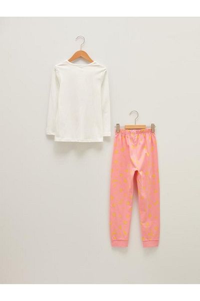 LC Waikiki Crew Neck - Girl's Printed Long Sleeve Pajama Set