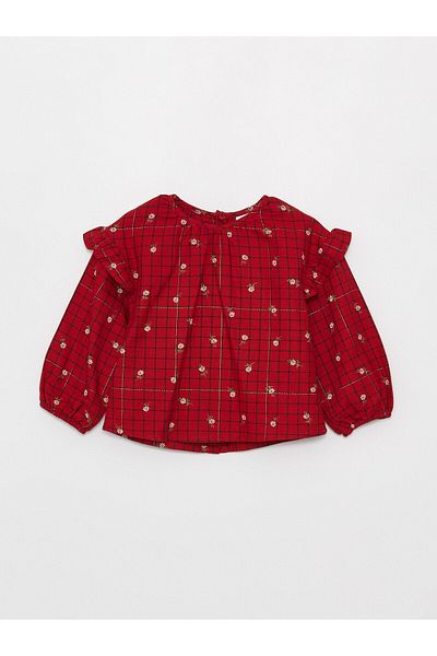 LC Waikiki Gemusterte Babybluse mit Rundhalsausschnitt