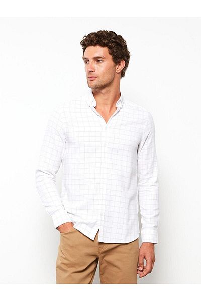 LC Waikiki LCWAIKIKI Classic Slim Fit μακρυμάνικο καρό ανδρικό πουκάμισο Dobby