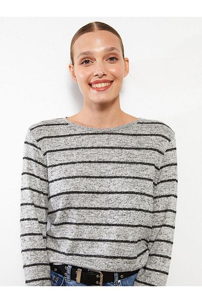 LC Waikiki Tricou cu mânecă lungă cu dungi LCWAIKIKI Basic pentru femei