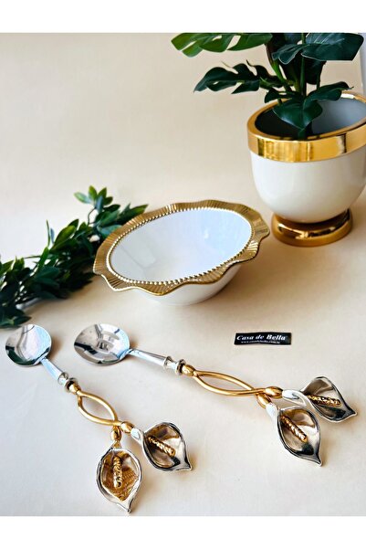 CASA DE BELLA Gold 5 Piece Flower Figured Service Set