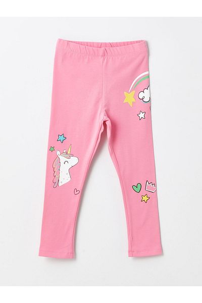 LC Waikiki Printed Baby Girl Tights with Elastic Waist, 2-Piece