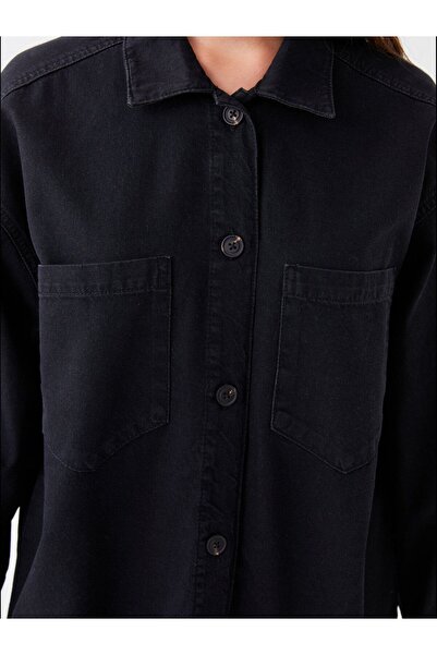 LC Waikiki Oversize Women's Jean Shirt - Straight Long Sleeve Jacket