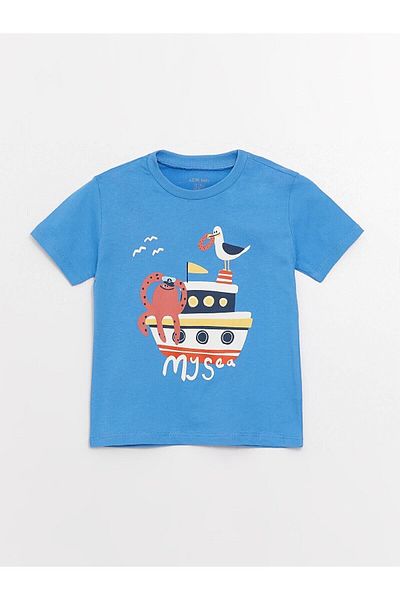 LC Waikiki Tricou pentru bebeluși LCW pentru bebeluși - decolteu, mânecă scurtă, imprimeu, set de 2