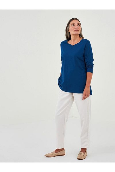 LC Waikiki Tricou cu mânecă lungă, cu decolteu în U, LCW Grace, pentru femei