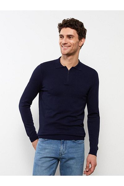 LC Waikiki LCWAIKIKI Basic Polo Collar Long Sleeve Pique Men's Knitwear Sweater