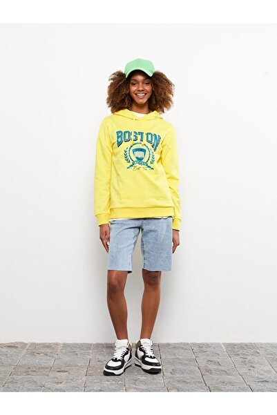 LC Waikiki LCW Casual Hooded Printed Long Sleeve Women's Sweatshirt