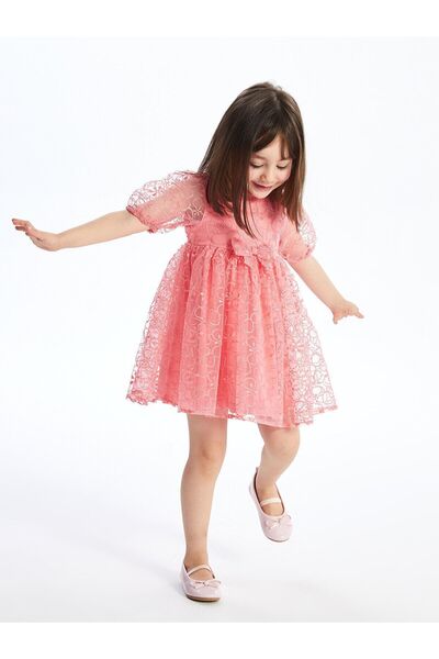 LC Waikiki Crew Neck Lace Dress for Baby Girl - Short Sleeve
