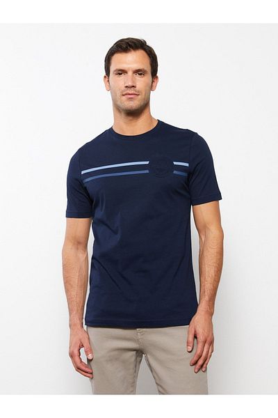 LC Waikiki Bedrucktes Herren-T-Shirt aus gekämmter Baumwolle – Rundhalsausschnitt, kurze Ärmel