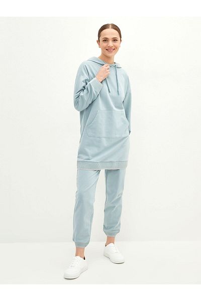 LC Waikiki Hooded Plain Long Sleeve Oversize Women's Sweatshirt Tunic