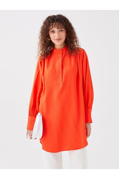 LC Waikiki LCWAIKIKI Classic Stand Collar Plain Long Sleeve Oversize Women's Tunic