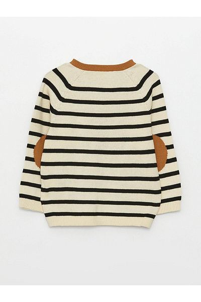 LC Waikiki Lcw Baby V-Neck Striped Long Sleeve Knitwear Cardigan for Baby Boy