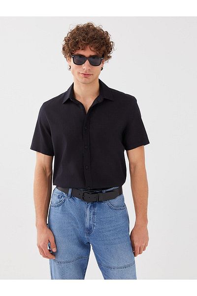 LC Waikiki Ανδρικό πουκάμισο LCW Casual Poplin - Κοντό μανίκι, κανονική εφαρμογή