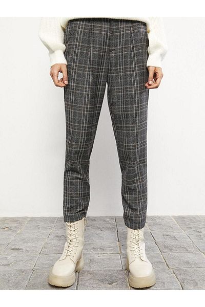 LC Waikiki LCW Casual Standard Fit Plaid Women's Trousers