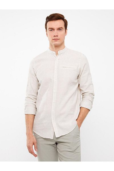 LC Waikiki Cămașă pentru bărbați LCWAIKIKI Classic Regular Fit cu mânecă lungă în amestec de in