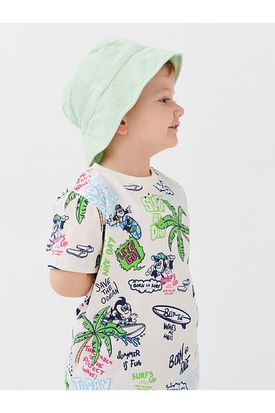 LC Waikiki Crew Neck Short Sleeve Nostalgic Monkey Printed Baby Boy T-Shirt