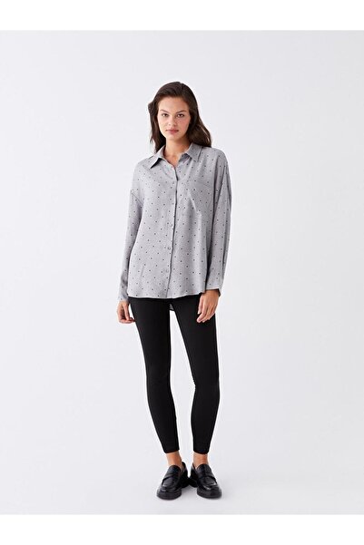 LC Waikiki LCW Vision Puantiyeli Uzun Kollu Oversize Kadın Gömlek